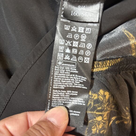 Allsaints Women’s EU 36 Nico Heligan floral-print lace-trimmed crepe skirt Fairy - Picture 11 of 11